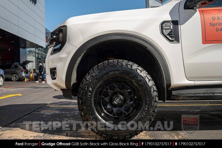 17x9.0 Grudge Offroad G08 Satin Black with Gloss Black Ring on Ford Ranger