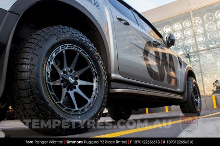 18x9.0 Simmons Rugged R3 Black Tinted on Ford Ranger Wildtrak