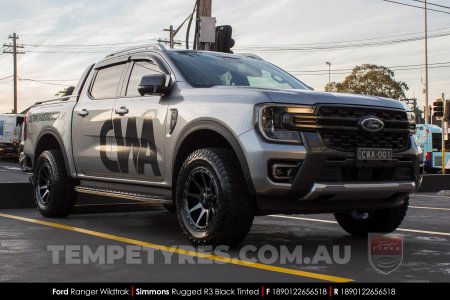 18x9.0 Simmons Rugged R3 Black Tinted on Ford Ranger Wildtrak