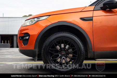 18x8.5 Starcorp Racing SR01 Satin Black on Land Rover Discovery Sport