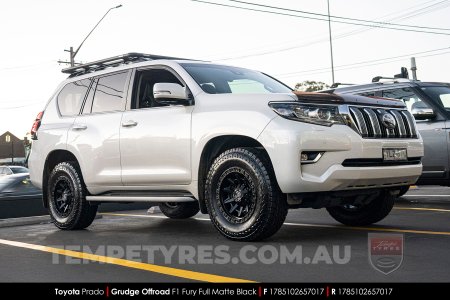 17x8.5 Grudge Offroad F1 Fury Matte Black on Toyota Prado
