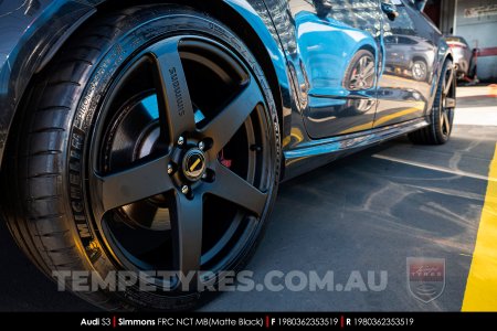 19x8.0 19x9.0 Simmons FR-C Matte Black NCT on Audi S3