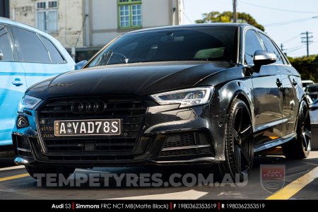 19x8.0 19x9.0 Simmons FR-C Matte Black NCT on Audi S3