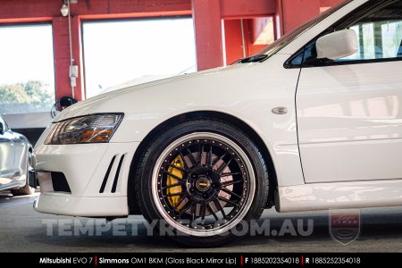 18x8.5 18x9.5 Simmons OM-1 Gloss Black on Mitsubishi Evolution