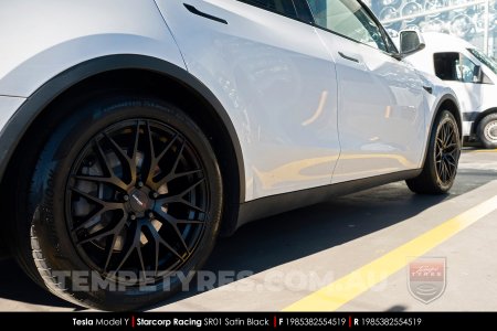 19x8.5 Starcorp Racing SR01 Satin Black on Tesla Model Y