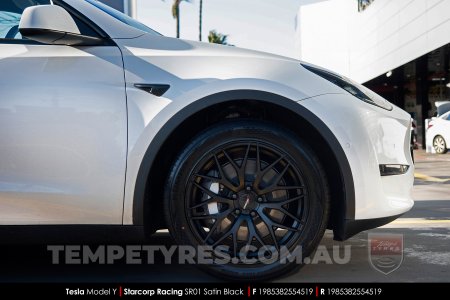 19x8.5 Starcorp Racing SR01 Satin Black on Tesla Model Y