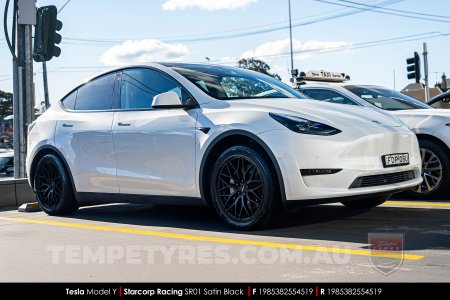 19x8.5 Starcorp Racing SR01 Satin Black on Tesla Model Y