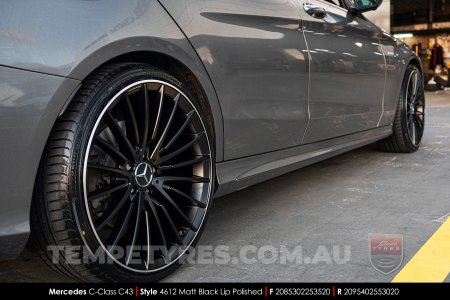 20x8.5 4612 Matt Black Lip Polished on Mercedes C-Class