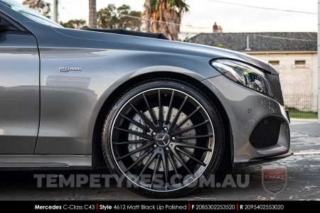 20x8.5 4612 Matt Black Lip Polished on Mercedes C-Class