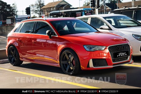 19x8.0 19x9.0 Simmons FR-C Matte Black NCT on Audi RS3