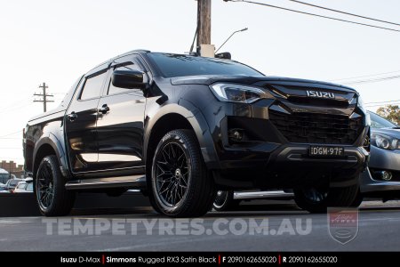 20x9.0 Simmons Rugged RX3 Satin Black on Isuzu DMax