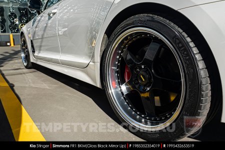 19x8.5 19x9.5 Simmons FR-1 Gloss Black on Kia Stinger