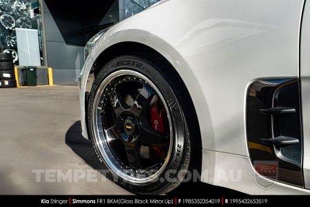 19x8.5 19x9.5 Simmons FR-1 Gloss Black on Kia Stinger