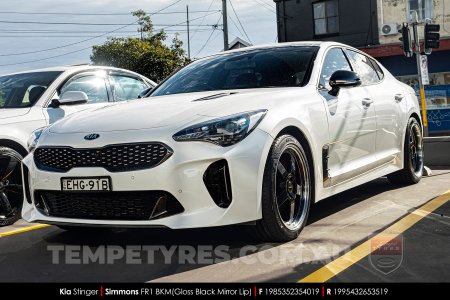 19x8.5 19x9.5 Simmons FR-1 Gloss Black on Kia Stinger