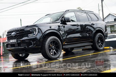 20x9.0 Simmons Rugged R3 Satin Black on Ford Everest