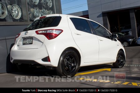 15x6.5 Starcorp Racing SR06 Satin Black on Toyota Yaris