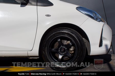 15x6.5 Starcorp Racing SR06 Satin Black on Toyota Yaris