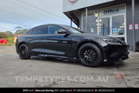 18x8.5 Starcorp Racing SR01 Satin Black on BYD Seal