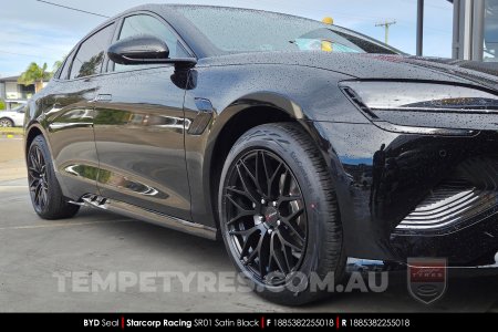 18x8.5 Starcorp Racing SR01 Satin Black on BYD Seal