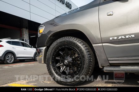 20x9.0 Grudge Offroad F1 Fury Matte Black on Ram 1500