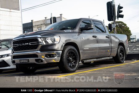 20x9.0 Grudge Offroad F1 Fury Matte Black on Ram 1500