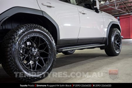 20x9.0 Simmons Rugged R4 Satin Black on Toyota Prado