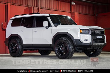 20x9.0 Simmons Rugged R4 Satin Black on Toyota Prado
