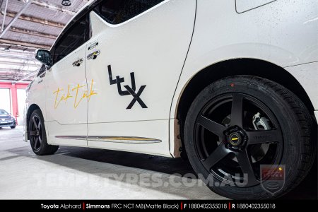 18x8.0 18x9.0 Simmons FR-C Matte Black NCT on Toyota Alphard