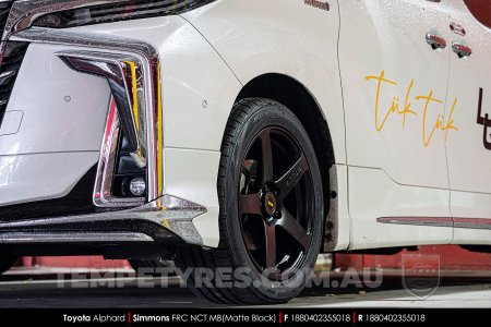 18x8.0 18x9.0 Simmons FR-C Matte Black NCT on Toyota Alphard