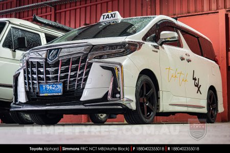 18x8.0 18x9.0 Simmons FR-C Matte Black NCT on Toyota Alphard