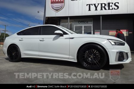 20x8.5 20x10 Simmons OMC Satin Black on Audi A5