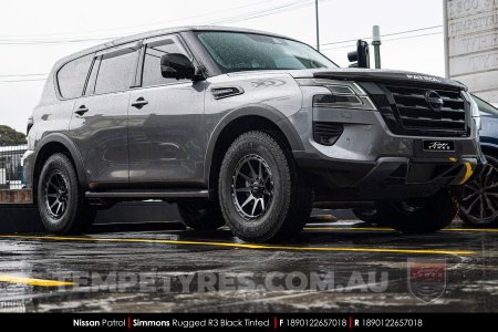 18x9.0 Simmons Rugged R3 Black Tinted on Nissan Patrol