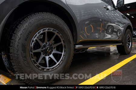 18x9.0 Simmons Rugged R3 Black Tinted on Nissan Patrol
