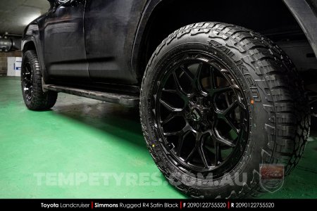 20x9.0 Simmons Rugged R4 Satin Black on Toyota Landcruiser