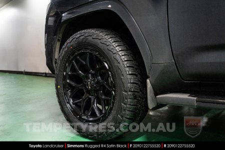20x9.0 Simmons Rugged R4 Satin Black on Toyota Landcruiser