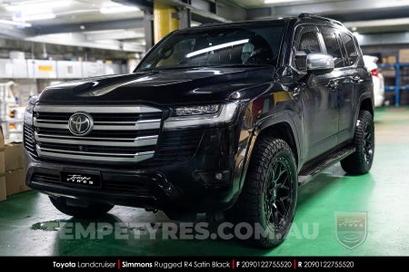 20x9.0 Simmons Rugged R4 Satin Black on Toyota Landcruiser