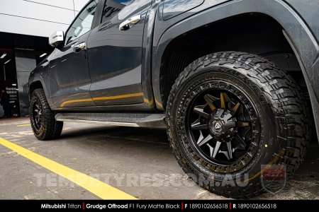 18x9.0 Grudge Offroad F1 Fury Matte Black on Mitsubishi Triton