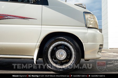 16x6.5 SC Racing E1231 Matt Black with Machined Lip on Nissan Elgrand