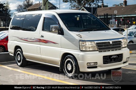 16x6.5 SC Racing E1231 Matt Black with Machined Lip on Nissan Elgrand