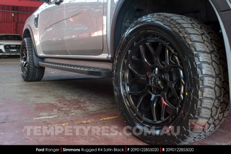 20x9.0 Simmons Rugged R4 Satin Black on Ford Ranger