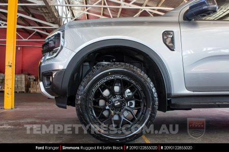20x9.0 Simmons Rugged R4 Satin Black on Ford Ranger