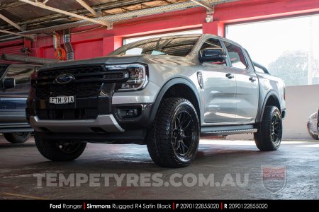 20x9.0 Simmons Rugged R4 Satin Black on Ford Ranger