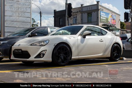 18x8.5 Starcorp Racing L1780 Savage Satin Black on Toyota 86