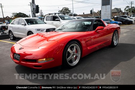 19x8.5 19x9.5 Simmons FR-1 Silver on Chevrolet Corvette