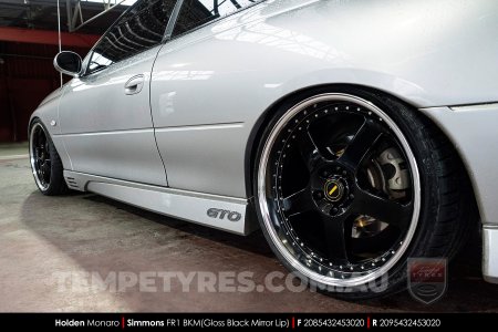 20x8.5 20x9.5 Simmons FR-1 Gloss Black on Holden Monaro