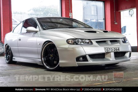 20x8.5 20x9.5 Simmons FR-1 Gloss Black on Holden Monaro