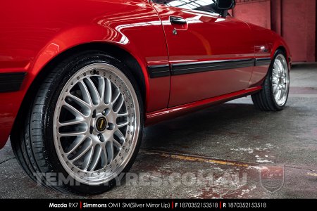 18x7.0 18x8.5 Simmons OM-1 Silver on Mazda RX7