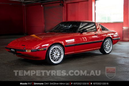 18x7.0 18x8.5 Simmons OM-1 Silver on Mazda RX7