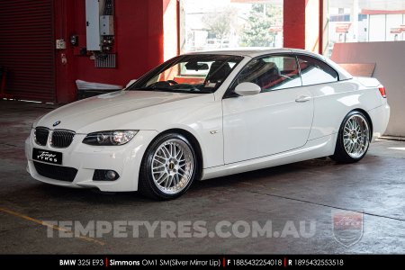 18x8.5 18x9.5 Simmons OM-1 Silver on BMW 3 Series
