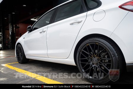 18x8.0 Simmons EU1 Satin Black on Hyundai i30